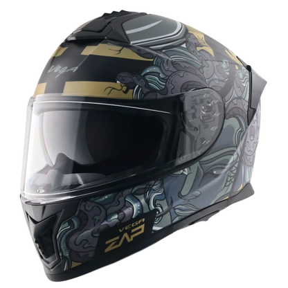 Vega Zap Dx Medusa Dull Black Gray Full Face Helmet