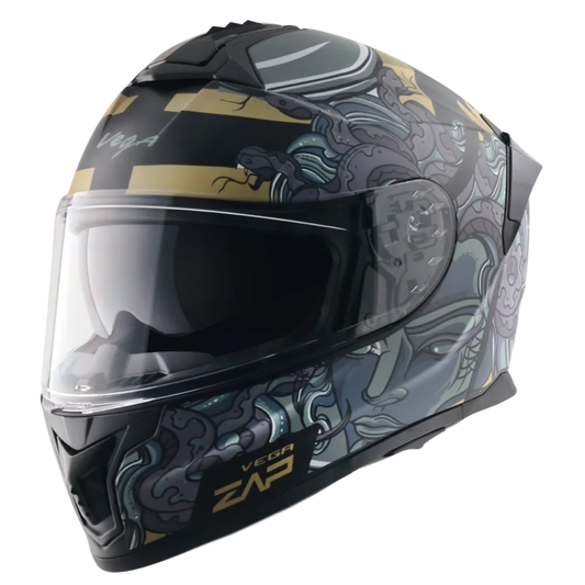 Vega Zap Dx Medusa Dull Black Gray Full Face Helmet