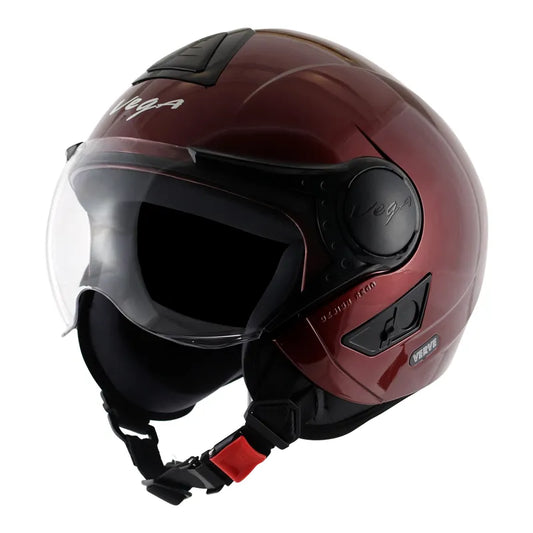 VEGA Verve Burgundy Half Face Helmet