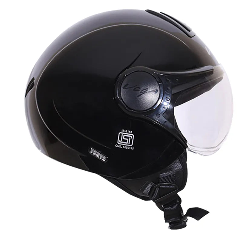 VEGA Verve Dull Black Half Face Helmet
