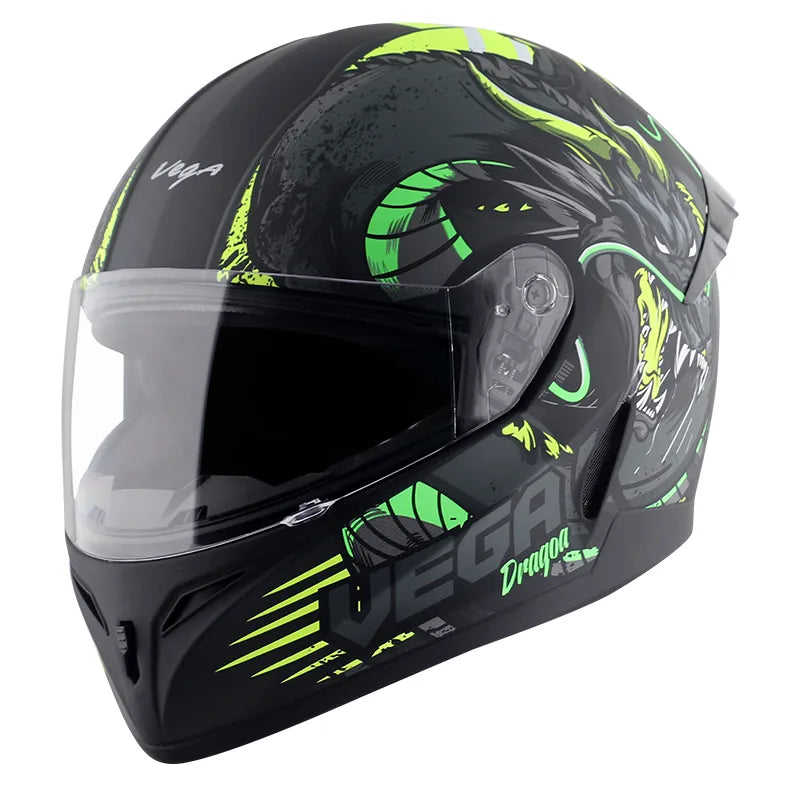 VEGA Voyager Dx Dragon Black Neon Yellow Full Face Helmet