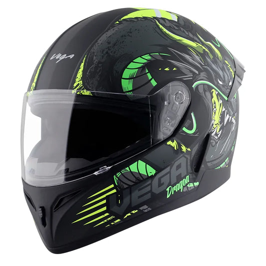 VEGA Voyager Dx Dragon Black Neon Yellow Full Face Helmet