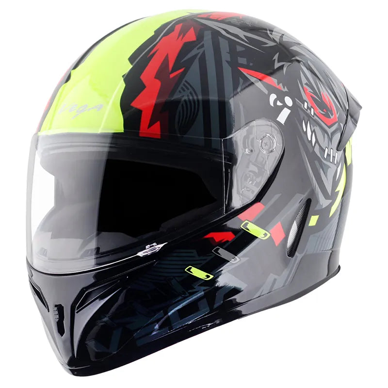 VEGA Voyager Dx Dragon Dull Black Neon Yellow Full Face Helmet