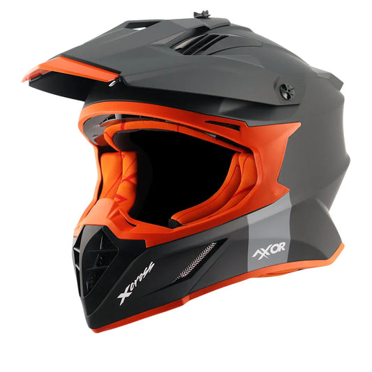 AXOR X Cross Dual Visor Sc Dull Black Orange Off Road Helmet