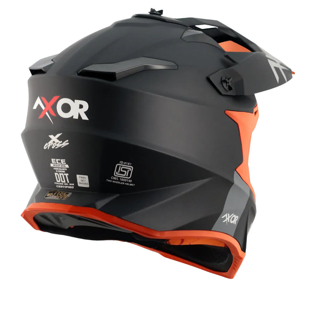AXOR X Cross Dual Visor Sc Dull Black Orange Off Road Helmet