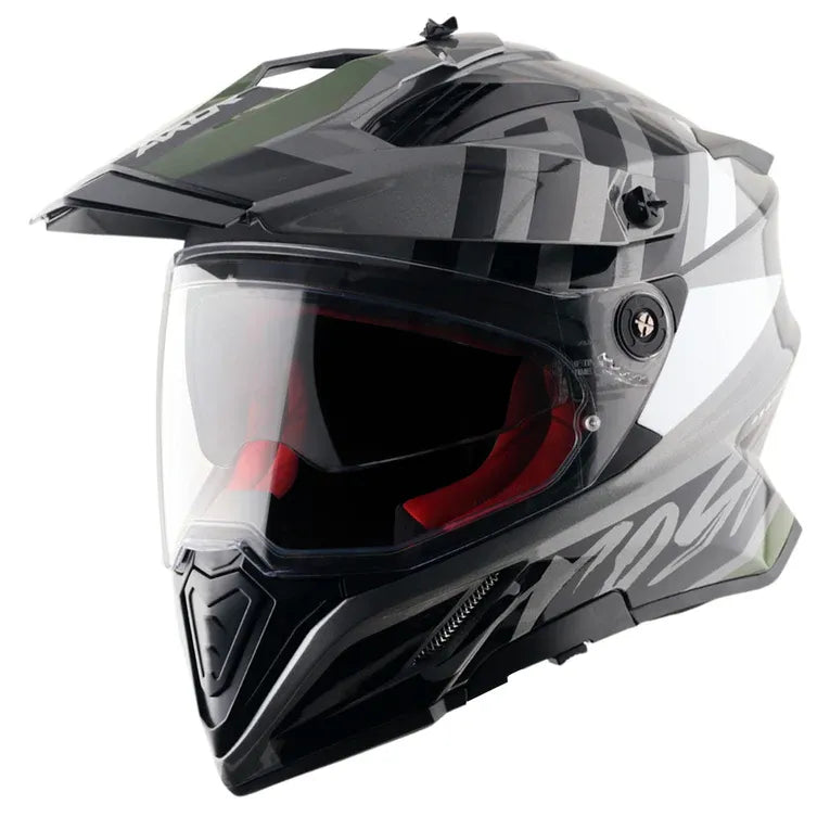 AXOR X Cross Dual Visor Orbit Athena Grey Black Full Face Helmet