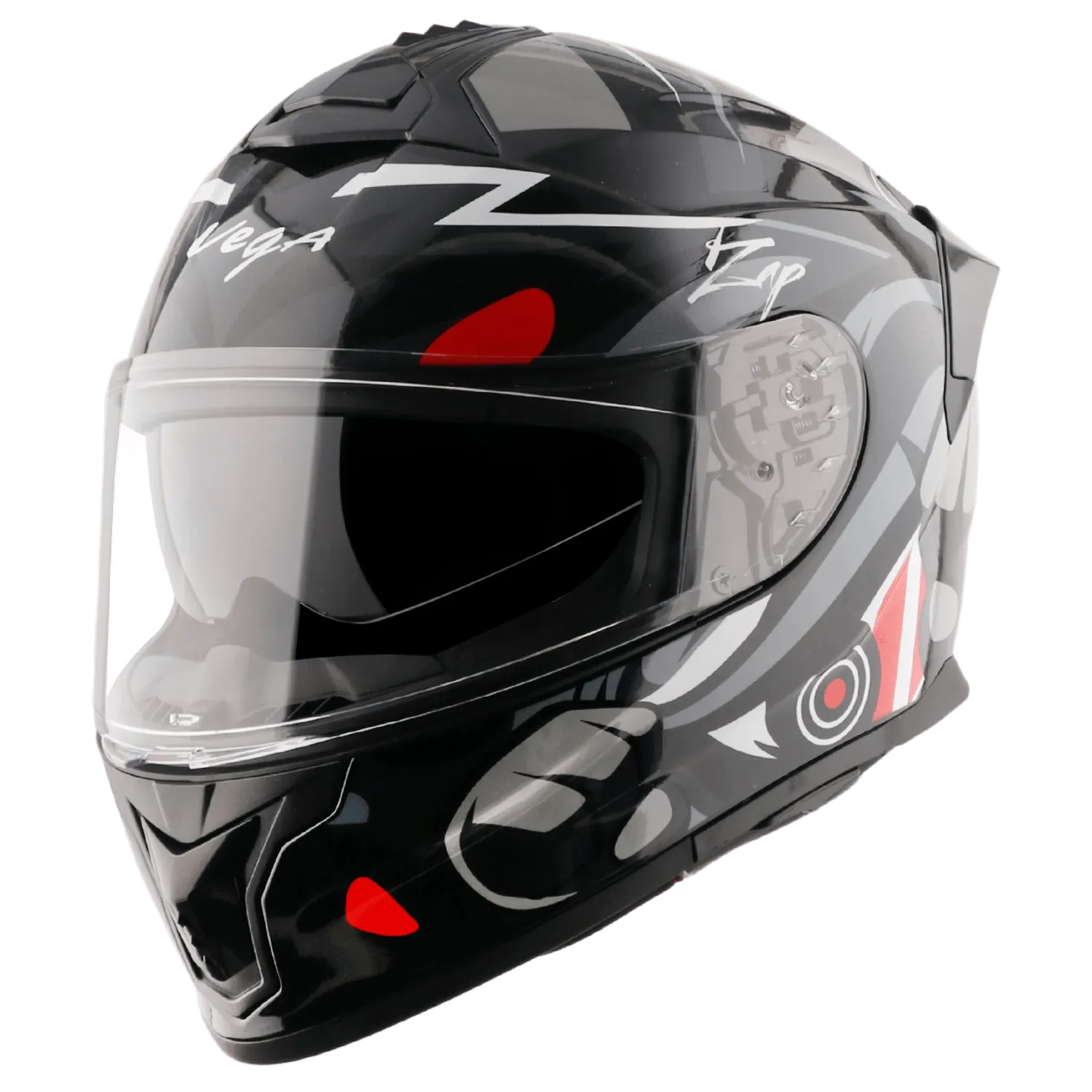 VEGA Zap Dx Dude Black Red Full Face Helmet